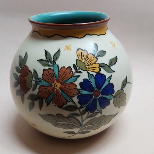 Gouda pottery Zuid-Holland Gouda. Bulb vase with 'Kitty' decor Art Deco