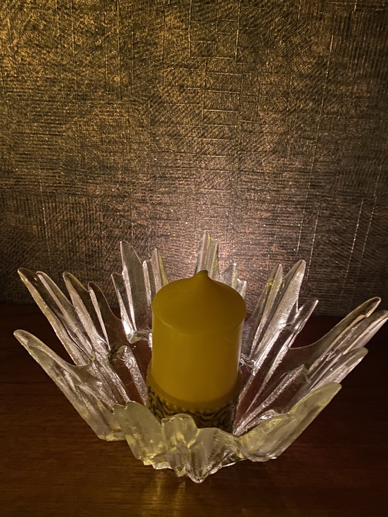Image 1 of Tauno Wirkkala glas waxinelichthouder Humppila Revontulet 