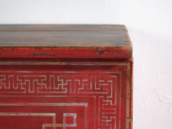 Baule cinese antico dipinto in legno di pino – Dongbei, circa 1930 – Armadi contenitori (photo 27 of 40)