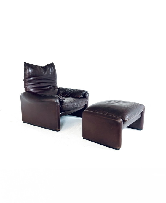 Image 1 of Vintage 'Maralunga' Sessel + Ottomane, Cassina '70