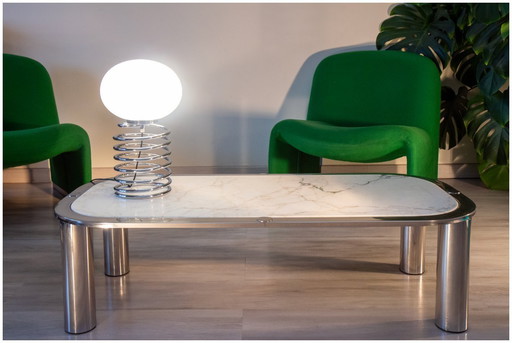 Tavolino da caffè in marmo e acciaio cromato, design italiano 1970