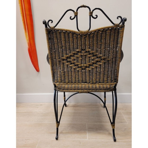 Image 1 of Vintage wrought iron and rattan chair, France 1970s