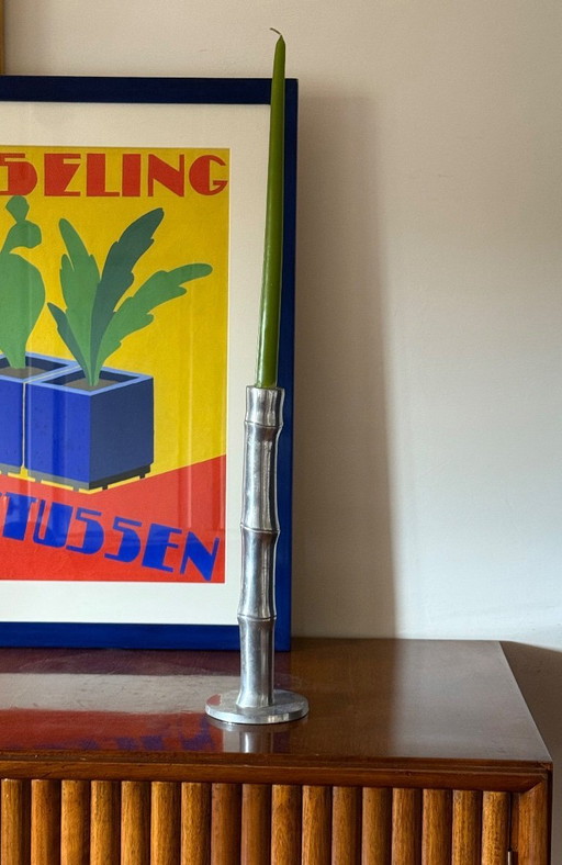 Hollywood-Regency-Kerzenhalter in Bambusform, Italien 1970er Jahre