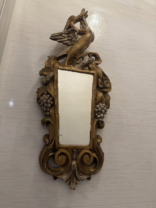 Italiano barok wandspiegel met handgesneden vogel – Florence stijl