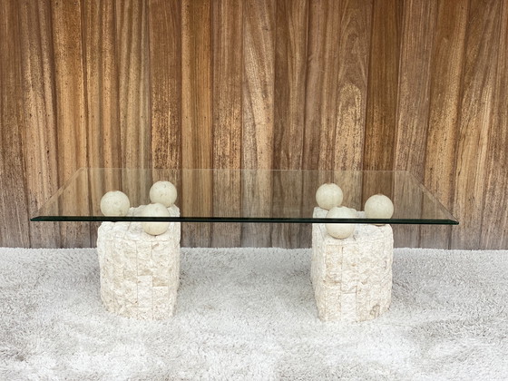 Image 1 of Tavolino da caffè vintage in pietra mactan