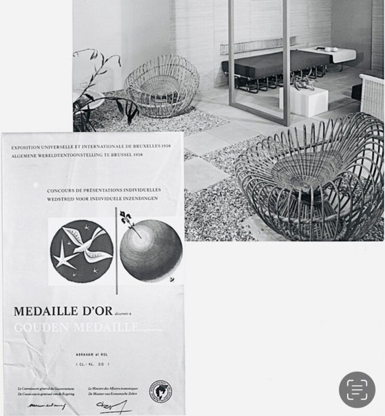 Image 1 of Chaise "Soleil" en bambou et osier par Janine Abraham et Jan Dirk Rol, France 1958