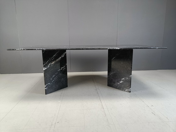 Image 1 of Vintage Black Marble Dining Table, 1970S 