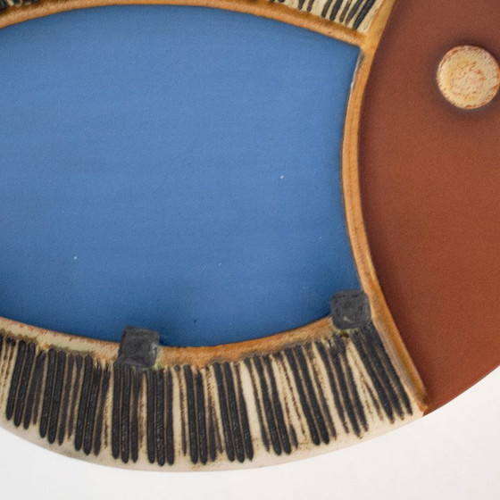 Image 1 of Vintage ceramic fish key holder wall rack: handmade Cuenca Tierra pottery from Ecuador