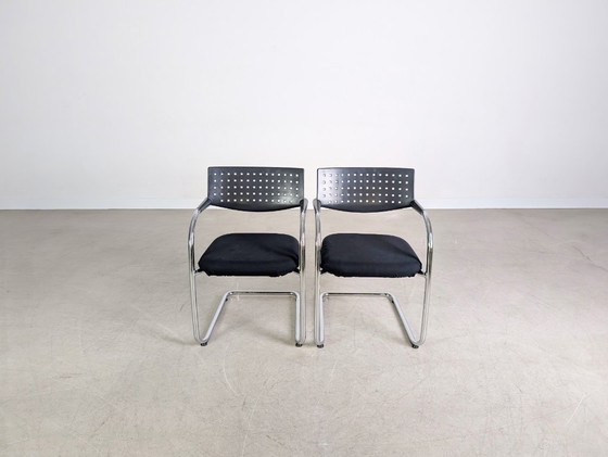 Image 1 of Set of 2 Vitra Visavis chairs, cantilever design armchairs