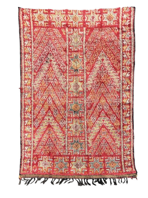Rood Marokkaans Berber Vintage Wollen Vloerkleed