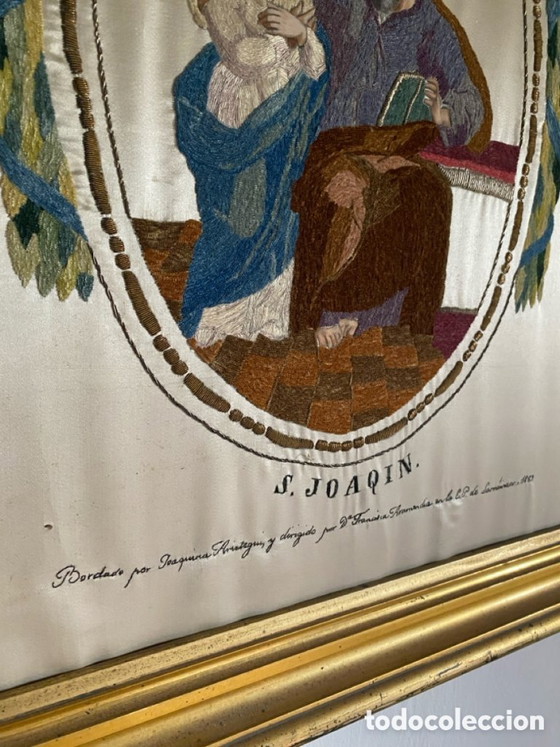 Besticktes Seidenbild von 1868 – Dekorative Objekte (photo 4 of 20)