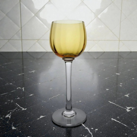 6 amber crystal wine glasses – Glass & Decanter, Art Deco (photo 5 of 7)