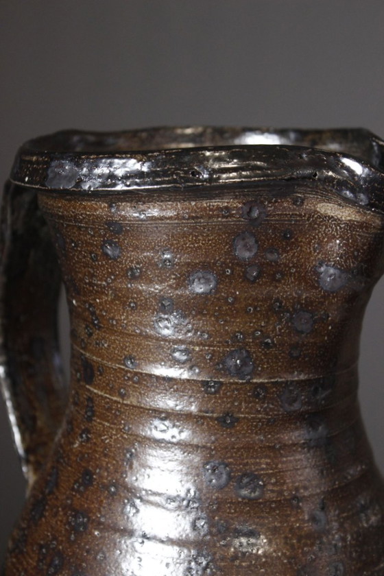 Gustave Tiffoche - Impressive stoneware pyrite pitcher, wood-fired, France, 1960s – Vases, Ceramic (photo 7 of 13)
