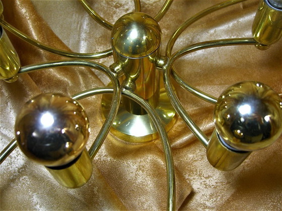 Image 1 of Ceiling Flush Light, Mid Century Modern, Art Deco, Space Age, Sputnik By Honsel, Very Rare