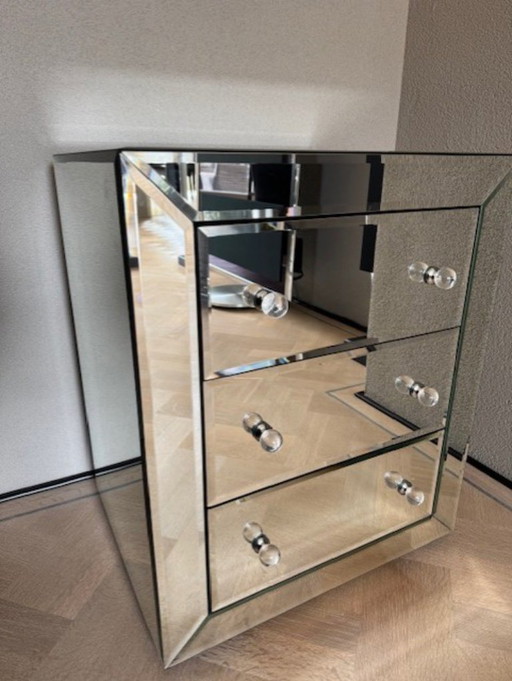 Eichholtz Brera Bedside Table – Mirrored – 3 lades – zeldzaam model