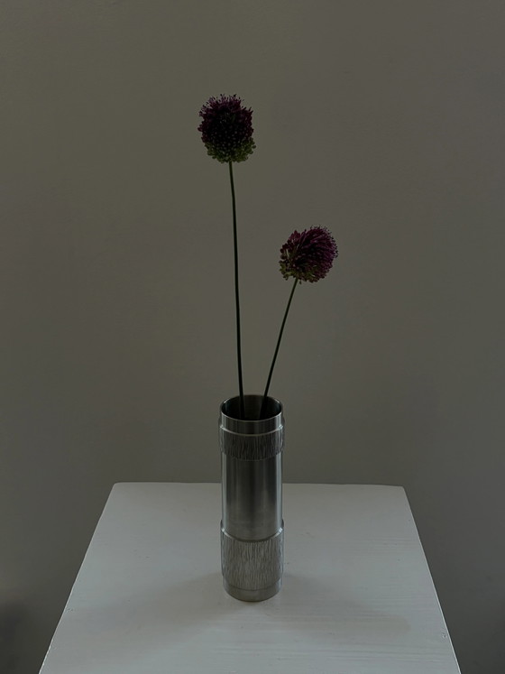 Vintage brutalist stainless steel vase (photo 3 of 4)