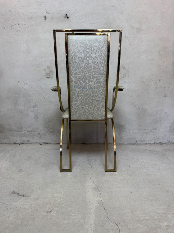 Beautiful Set of 6 Vintage Hollywood Regency Dining chairs – Belgochrom – Textile (photo 11 of 14)