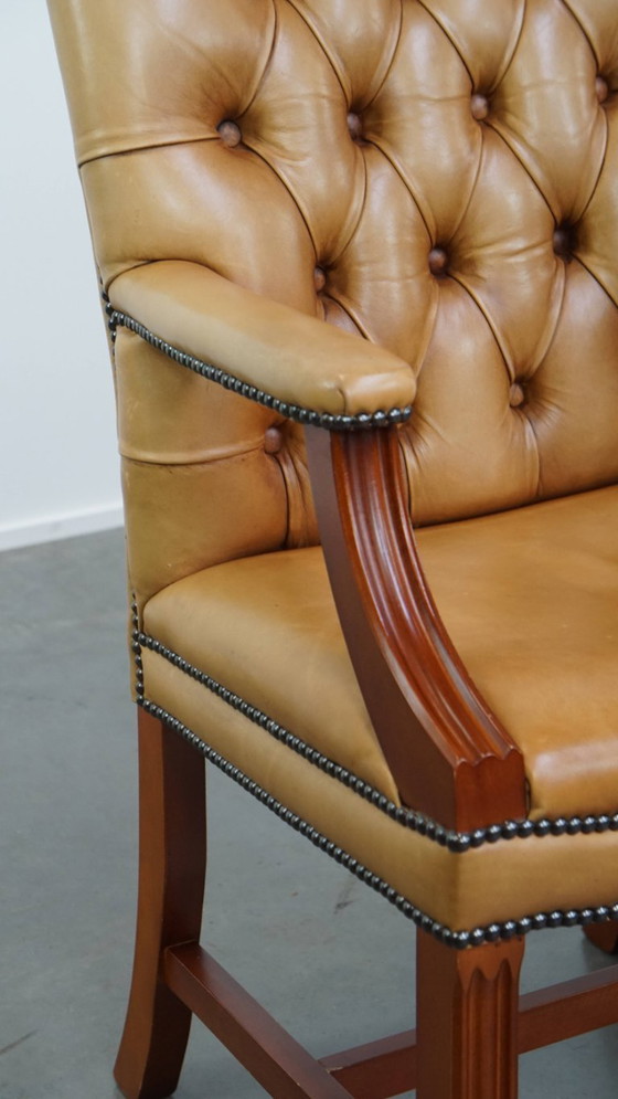 Image 1 of 5x Rundleren chesterfield eetkamer/ vergaderstoel in een lichte cognac kleur