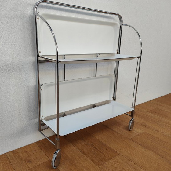 Image 1 of Vintage Barcart Drankkar Trolley Butlerwagen Serveerwagen. Opklapbaar