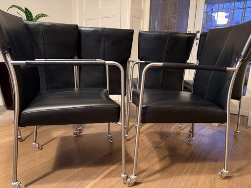 Sillas de comedor Bert Plantagie Elements de cuero negro