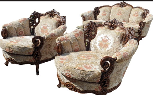 Italiaanse barok bank met fauteuils