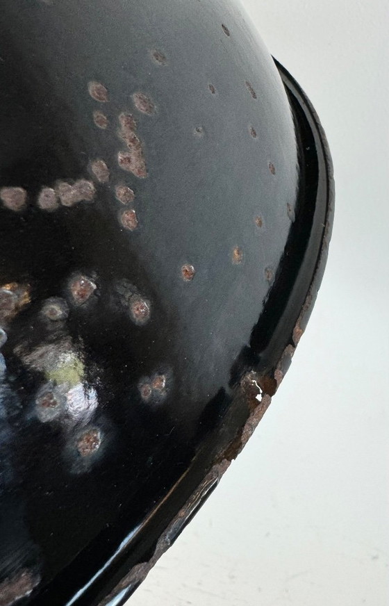 Image 1 of Industrielle Käfig-Pendelleuchte aus schwarzer Emaille und Gusseisen, 1960er Jahre