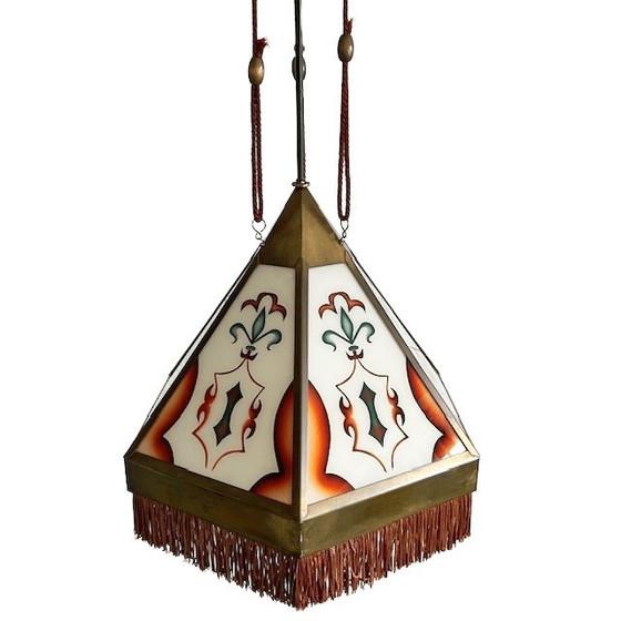 Image 1 of Suspension Art Déco XL ancienne, école d'Amsterdam, années 1920