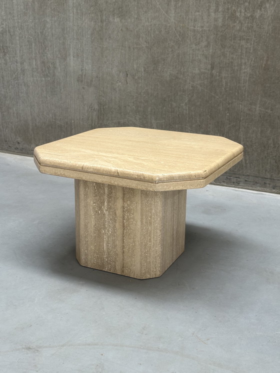 Image 1 of table d'appoint vintage en travertin