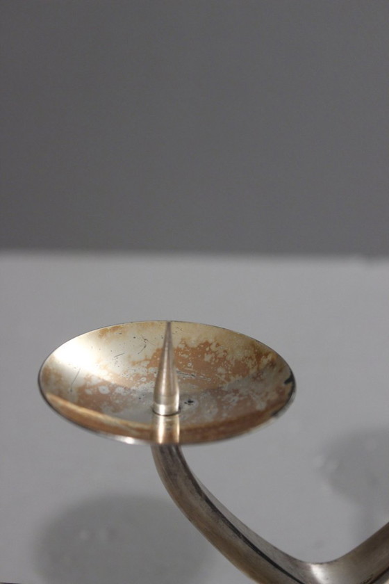 Image 1 of WMF Ikora - zilverkleurige metalen kroonluchter met 4 lampen, modernistisch ontwerp, jaren 1950