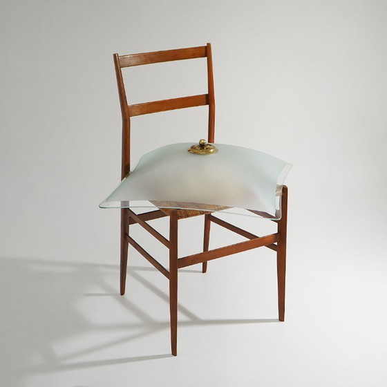 Image 1 of Lampada da soffitto in vetro satinato e ottone, anni '70