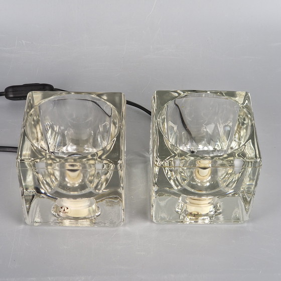 Image 1 of A Set Of Two Vintage Peill & Putzler Table Lamps. Cube Glass Lamps. Germany 1970s.