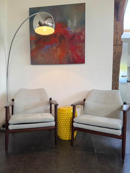 Set di 2 poltrone vintage di design Hulmefa – teak – anni '60 – metà secolo