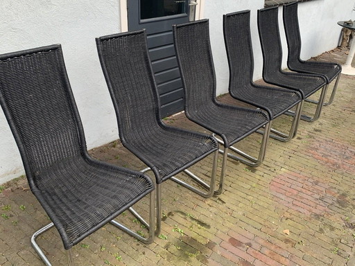 6x Tecta B25 Cantileverstoel, Zwart