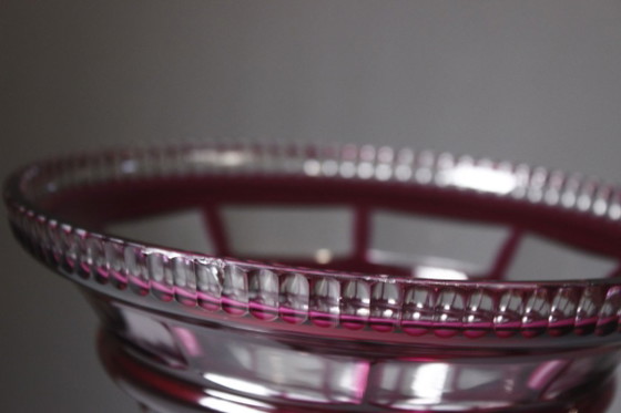 Image 1 of Antike, doppelwandige, violette Kristallvase im Baccarat-Stil, 20. Jahrhundert