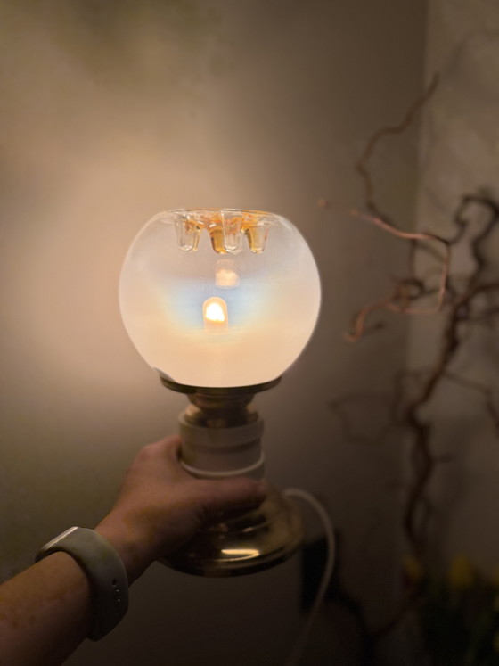 Vintage Mazzega Murano Glass Table Lamp 1970s Space Age / Mid-Century Modern, Iron, Gold (photo 3 of 15)