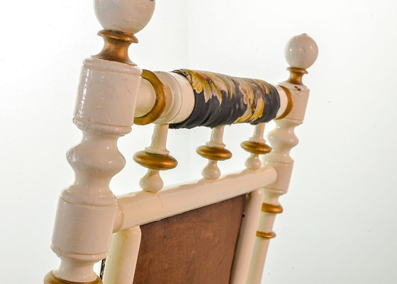 Image 1 of Sedia a dondolo vintage Dexter in stile vittoriano con piattaforma e molle a spirale. USA, anni '50.