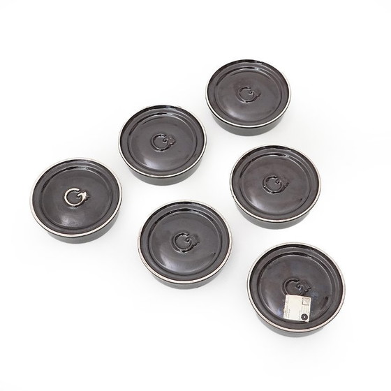 Image 1 of Six bols en céramique émaillée noire de Gabbianelli, années 1970