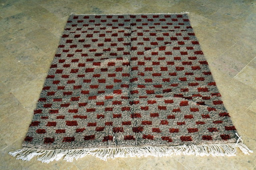 Moroccan Berber Checker Rug – 220 x 163 cm – Grey & Brown