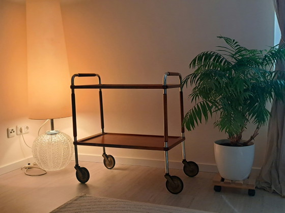 Serveerwagen in Thonet-stijl uit het midden van de 20e eeuw – Teak en chroom, designklassieker uit de jaren (photo 6 of 13)