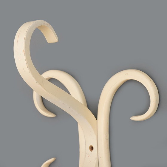 Image 1 of White curved wood coat hook, 1960s