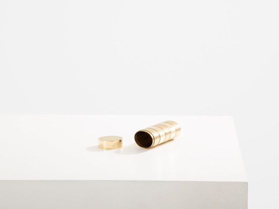 Image 1 of Gabriella Crespi brushed and polished brass box signed 1970  