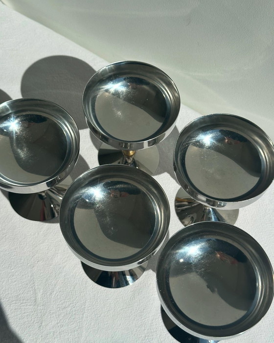 Image 1 of 5 Vintage Italiaanse IJs Champagne Coupes RVS Inox Retro