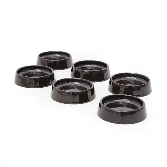 Image 1 of Six bols en céramique émaillée noire de Gabbianelli, années 1970