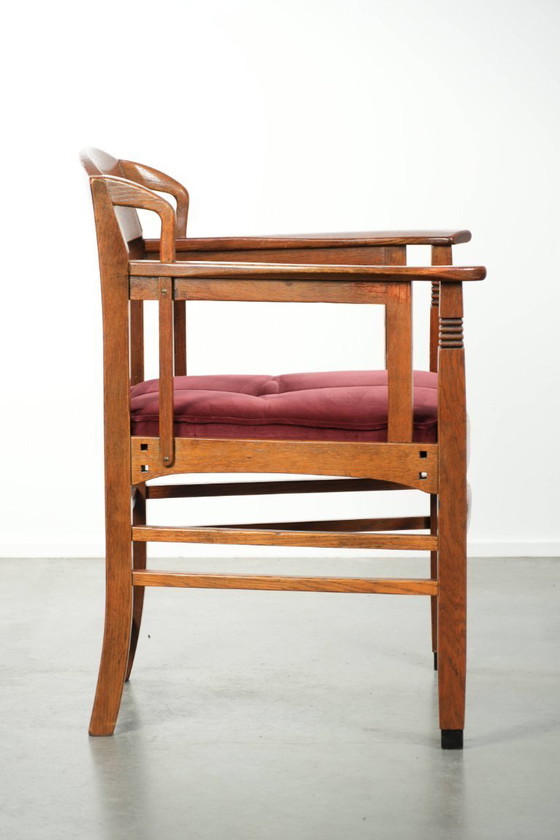 Image 1 of Chaise de salle à manger/chaise d'appoint Schuitema de style Art nouveau/Jugendstil avec revêtement en tissu rouge