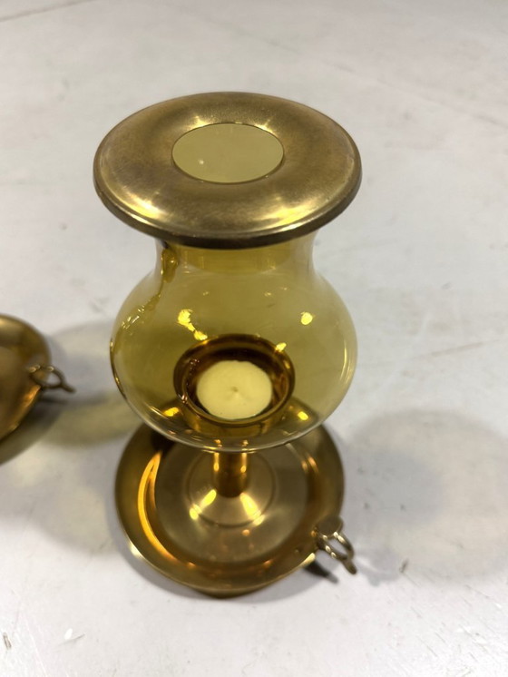 Image 1 of 2 x brass candlesticks by Peter Jensen Copenhagen Denmark 1960's