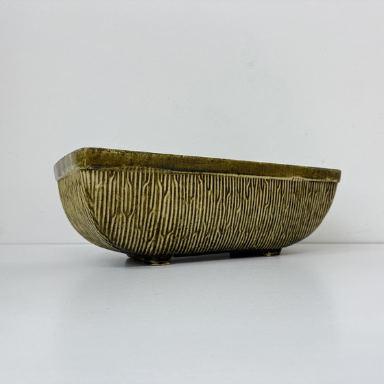 Image 1 of Vintage Green Ceramic Flower Pot, 1970s