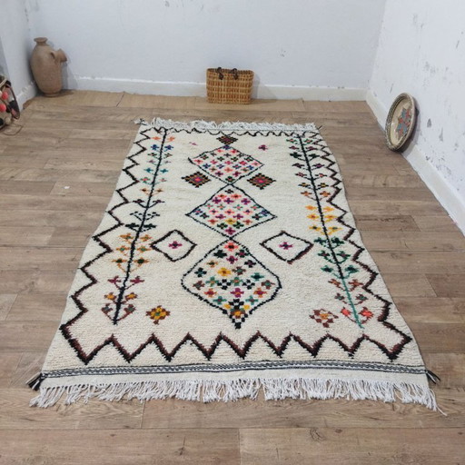 Handmade Berber Rug with Colorful Symbols – Handmade Moroccan Carpet (240 × 145 cm)
