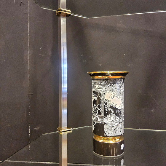 Image 1 of Vintage 80s Design Glass/Steel Display Cabinet by Peter Ghyczy (Dutch Design) Glass Wall Shelves
