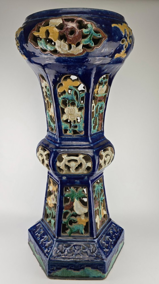 Image 1 of Columna china shiwan, antigüedades chinas, mesa auxiliar