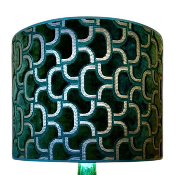 Image 1 of Vintage Ceramic Base with Aldecco Fabric Lamp — 1970s Character Piece